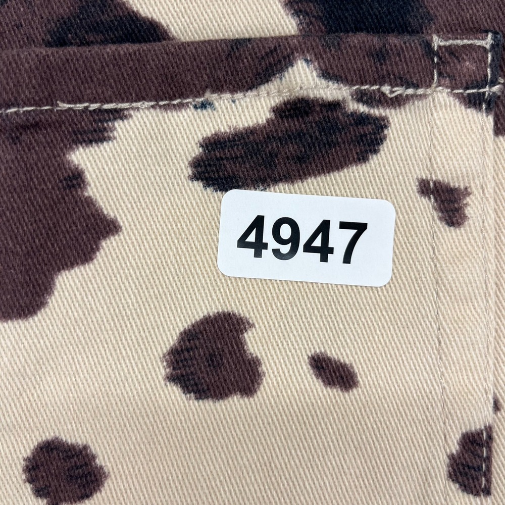 OAT New York Wide Leg Jeans Womens 12/31 Brown Cow Print High Rise Western Rodeo - Picture 15 of 15